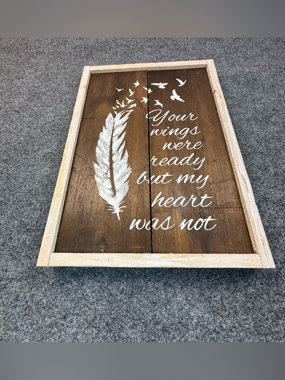 Rustic Wood Memorial Wall Art Sign Your Wings Were Ready My Heart Was Not 14x11 - Picture 4 of 12